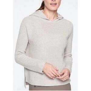 Athleta Size Small Rest Day Cotton Hoodie Sweater Heathered Oatmeal